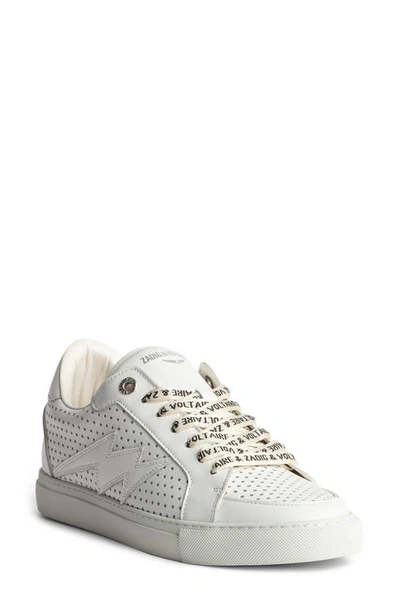 Zadig & Voltaire Zadig&voltaire Womens Blanc La Flash Perforated Leather Low-top Trainers In White