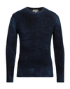 120% Lino Man Sweater Navy Blue Size M Alpaca Wool, Polyamide, Wool In Navy Blue