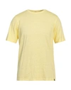 Gran Sasso Man T-shirt Yellow Size 40 Linen, Elastane