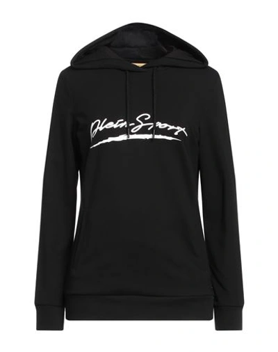 Plein Sport Woman Sweatshirt Black Size Xl Cotton, Elastane