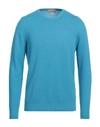 120% Lino Man Sweater Azure Size Xl Mohair Wool, Polyamide, Linen, Cashmere, Wool In Blue