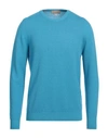 120% Lino Man Sweater Azure Size S Mohair Wool, Polyamide, Linen, Cashmere, Wool In Blue