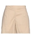 Federica Tosi Woman Shorts & Bermuda Shorts Sand Size 12 Cotton, Elastane In Beige