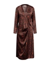 Momoní Woman Midi Dress Khaki Size 8 Silk, Elastane In Beige