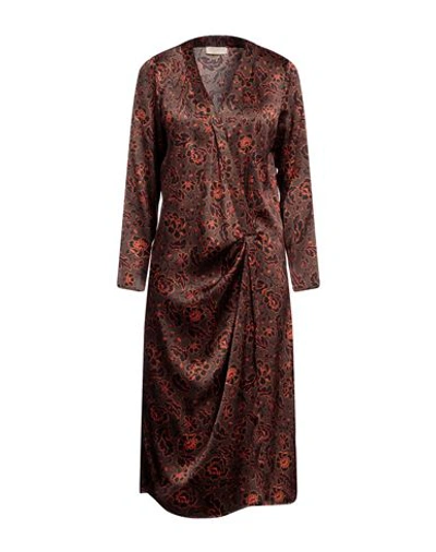 Momoní Woman Midi Dress Khaki Size 8 Silk, Elastane In Beige