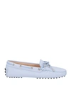 Tod's Woman Loafers Sky Blue Size 7.5 Soft Leather In Blue