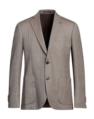 Angelo Nardelli Man Suit Jacket Brown Size 36 Virgin Wool In Beige