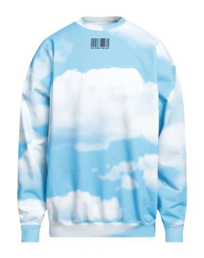 Vtmnts Man Sweatshirt Azure Size Xxl Cotton, Elastane In Blue
