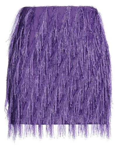 Just Cavalli Woman Mini Skirt Purple Size 8 Polyester, Viscose