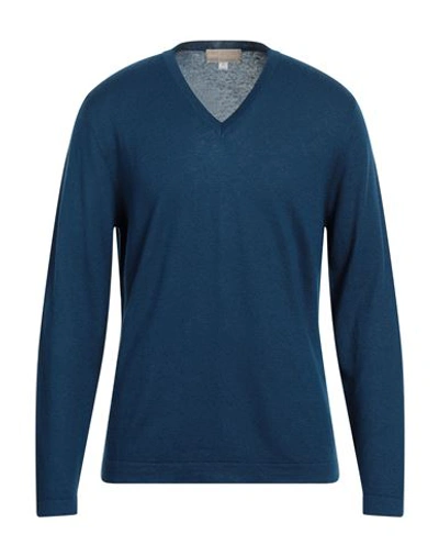 120% Lino Man Sweater Navy Blue Size Xxl Cashmere, Virgin Wool