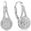 Pompeii3 3/8ct Halo Diamond Hoops With Lever Backs In White Or Yellow Gold 18mm Tall In Silver