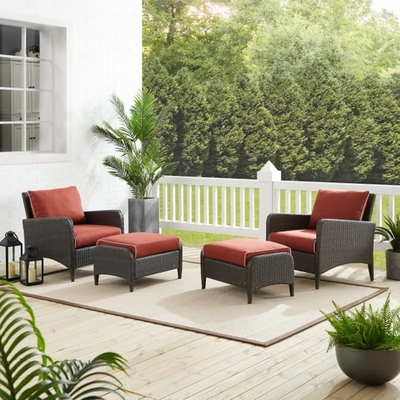 Crosley Furniture Kiawah 4-piece Outdoor Wicker Chat Set In Gray