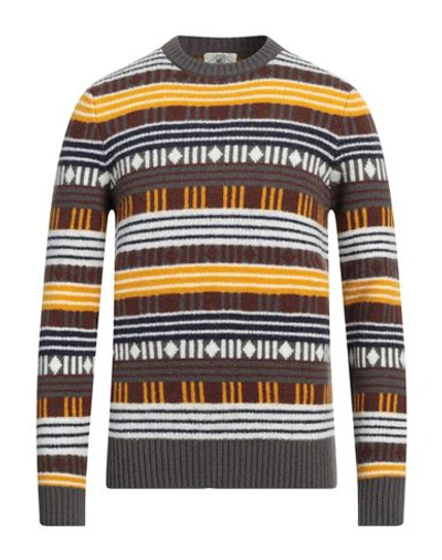 Mqj Man Sweater Brown Size 44 Acrylic, Polyamide, Polyester, Wool