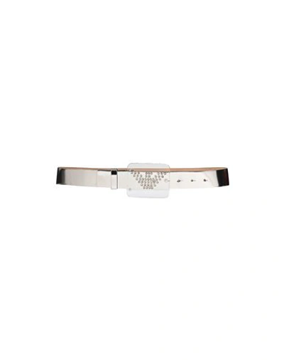 Emporio Armani Woman Belt Silver Size 36 Polyester, Polyurethane
