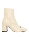 Baldinini Woman Ankle Boots Off White Size 11 Soft Leather In Off White