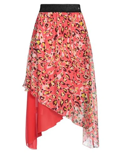 Byblos Woman Midi Skirt Red Size 6 Viscose, Silk