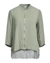European Culture Woman Sweatshirt Sage Green Size Xs Ramie, Cotton, Lycra
