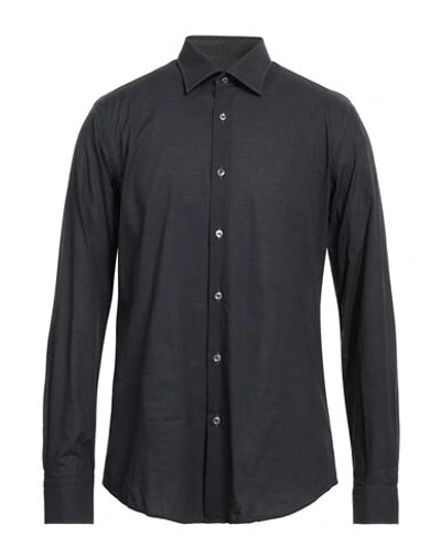 Pal Zileri Man Shirt Steel Grey Size 17 Cotton In Black