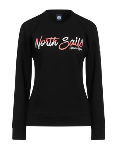 North Sails Woman Sweatshirt Midnight Blue Size M Cotton, Polyester In Black
