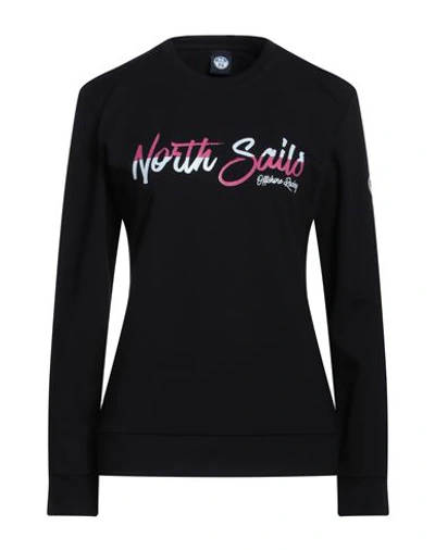 North Sails Woman Sweatshirt Midnight Blue Size M Cotton, Polyester In Black