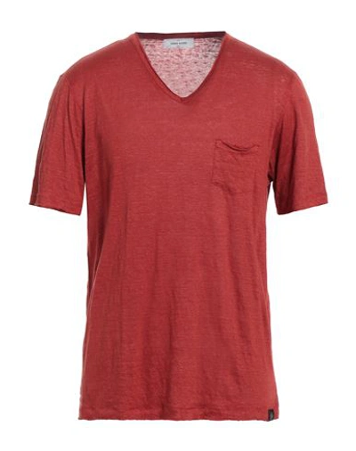 Gran Sasso Man T-shirt Brick Red Size 42 Linen
