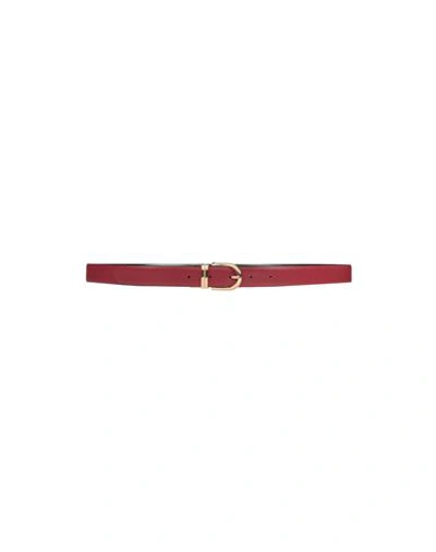 Emporio Armani Woman Belt Burgundy Size 36 Polyester, Polyurethane In Red
