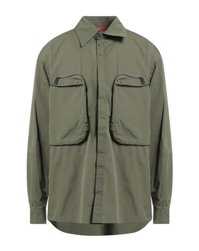 Dolce & Gabbana Man Shirt Military Green Size 16 ½ Cotton, Polyamide