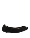 Tod's Woman Ballet Flats Black Size 7 Leather
