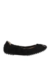 Tod's Woman Ballet Flats Black Size 7.5 Leather