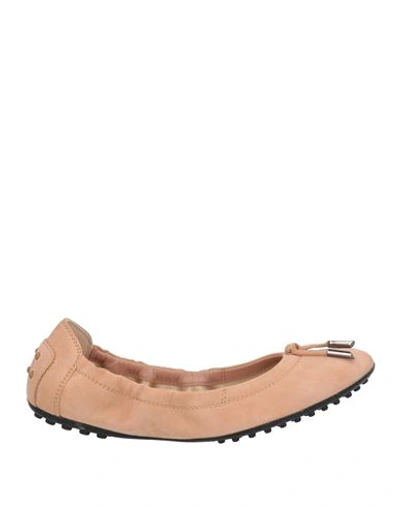 TOD'S TOD'S WOMAN BALLET FLATS BLUSH SIZE 6 LEATHER