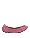 Tod's Woman Ballet Flats Mauve Size 8 Leather In Purple