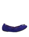 Tod's Embellished Suede Ballet Flats In Indigo