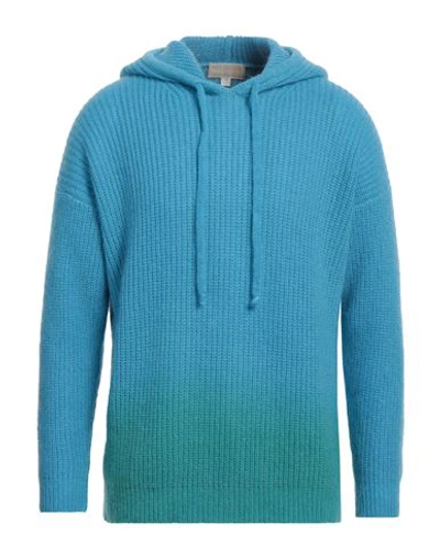 120% Lino Man Sweater Turquoise Size L Mohair Wool, Polyamide, Linen, Cashmere, Wool In Blue