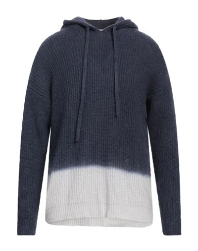 120% Lino Man Sweater Navy Size L Mohair Wool, Polyamide, Linen, Cashmere, Wool In Navy Blue