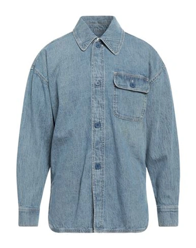 American Vintage Man Denim Shirt Blue Size M/l Cotton, Recycled Cotton
