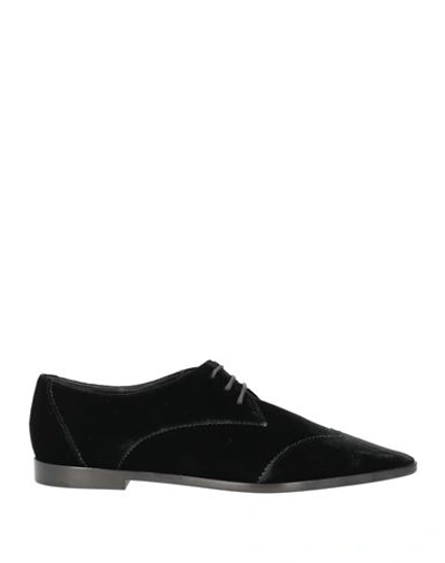 Emporio Armani Woman Lace-up Shoes Black Size 11.5 Textile Fibers