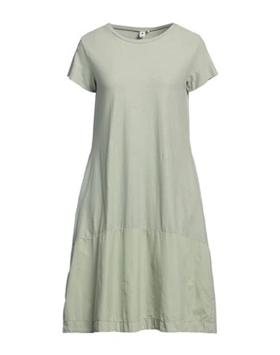 European Culture Woman Short Dress Sage Green Size L Cotton