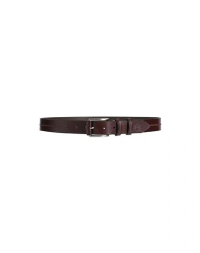 La Martina Man Belt Dark Brown Size 42 Calfskin In Burgundy