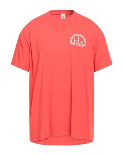 Sporty And Rich Sporty & Rich Man T-shirt Coral Size L Cotton In Red