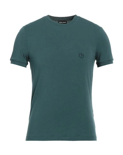Giorgio Armani Man T-shirt Dark Green Size 50 Viscose, Elastane