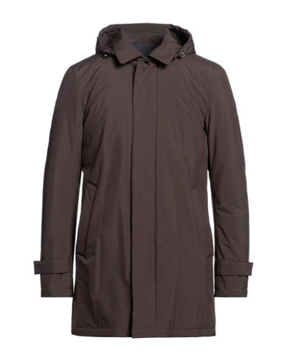 Barba Napoli Man Coat Dark Brown Size 42 Polyester, Polyurethane