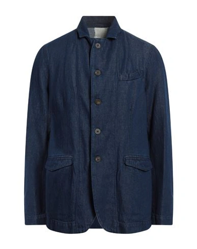 Messagerie Man Denim Outerwear Blue Size 40 Cotton, Linen
