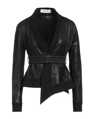 Bully Woman Blazer Black Size 6 Soft Leather, Textile Fibers