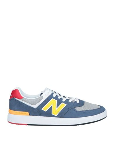 New Balance Man Sneakers Slate Blue Size 7 Soft Leather, Textile Fibers