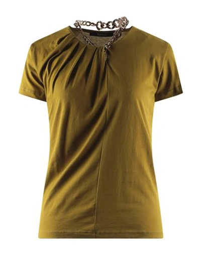 Siste's Woman T-shirt Military Green Size S Cotton