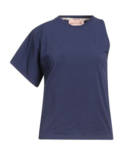 Marché 21 Marché_21 Woman T-shirt Navy Blue Size 8 Cotton, Viscose