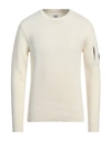 C.p. Company Wool Blend Sweater Arm Pocket In White