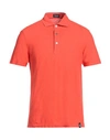 Drumohr Man Polo Shirt Orange Size M Cotton, Linen