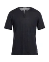 Paolo Pecora Man T-shirt Midnight Blue Size L Linen