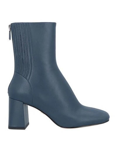 Lola Cruz Woman Ankle Boots Navy Blue Size 11 Soft Leather In Navy Blue